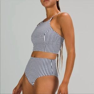 Lululemon Seersucker Bikini - High Neck Long Swim Top & High Waist Skimpy Bottom